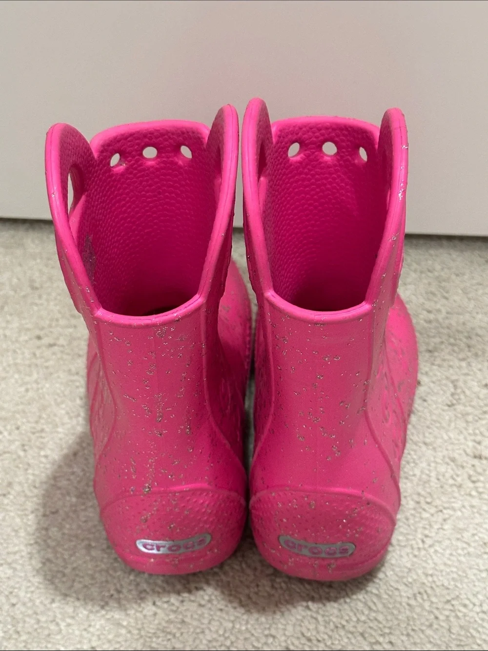 CROCS Kids Hot Pink Glitter Waterproof Pull-On Boots